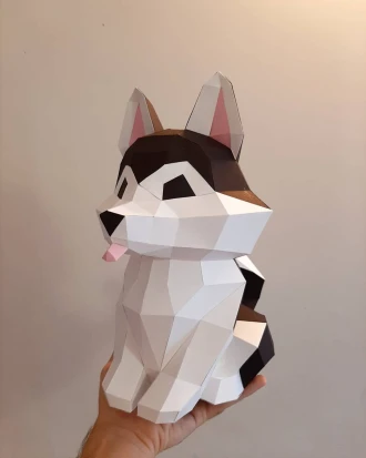 Husky 3D Decor Low poly Papercraft, DIY, PDF