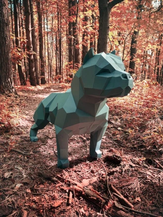 Bully Dog Low Poly Papercraft, Paper Sculpture, Low Poly PDF Template, DIY Decor & Gift