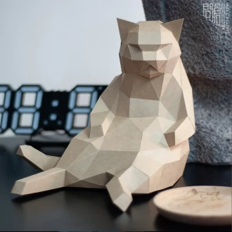 Lazy Cat paper Model , Papercraft , DIY , Low poly , Fat cat Model , PDF Papercraft , Lazy Cat , Cat low poly, Fat cat