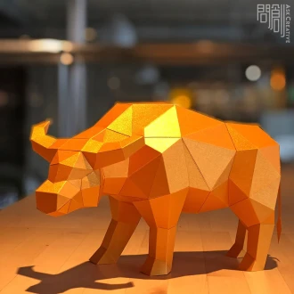 Buffalo paper model ,Papercraft , DIY , Low poly , PDF Papercraft , Buffalo Model , Buffalo low poly , Cow