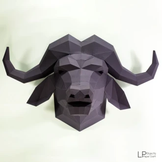 Buffalo Head Paper Craft, Digital Template, Origami, PDF Download DIY, Low Poly, Wall decoration