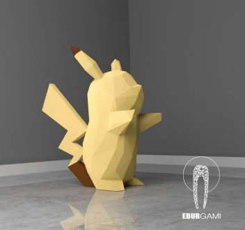 Papercraft DIY Pikachu, Pokemon Papercraft, Paper Model Art, Low Poly DIY, DIY Paper 3D Art, Diy Paper Statue, Papercrafting, Eburgami