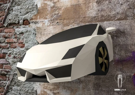 Car Papercraft, Lamborghini Gallardo 3D Papercraft, Build Your Own Low Poly DIY Paper Sculpture Mask DIY Gift, Wall Decor home, Eburgami