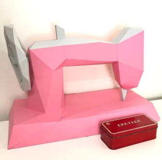 Sewing machine 3D papercraft, Revised 2023. PDF digital file with templates and instructions for this DIY paper sculpture.