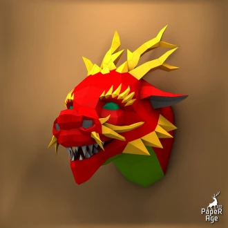 Chinese Dragon, Papercraft, Pepakura, Lowpoly, Low Polygon, 3D Papercraft, handmade, Paper Sculptures, DIY origami, Decor