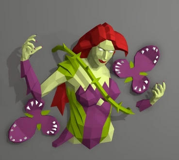 Poison Ivy, Hiedra, Bring Gotham City Papercraft, PDF Template, DIY 3d Model, FanArt, Paper Sculpture, Low Poly, Pepakura Craft, Manualidad