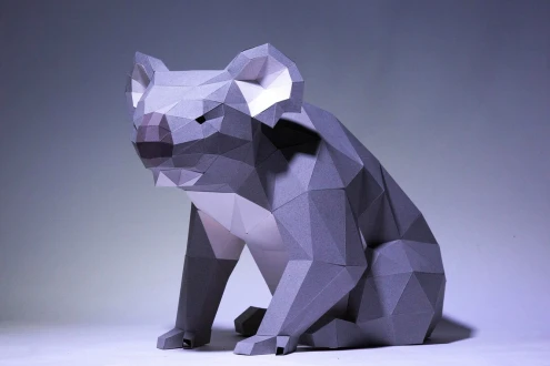 Koala Paper Craft, Digital Template, Origami, PDF Download DIY, Low Poly, Trophy, Sculpture, Model