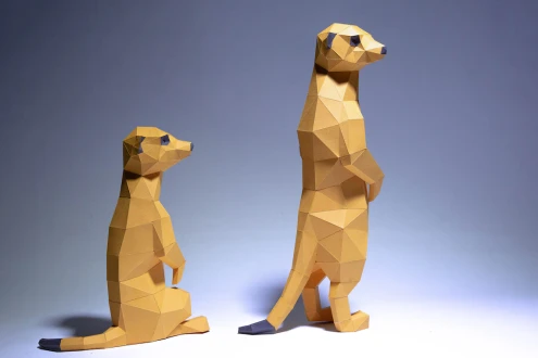 Meerkats Paper Craft, Digital Template, Origami, PDF Download DIY, Low Poly, Trophy, Sculpture, Model