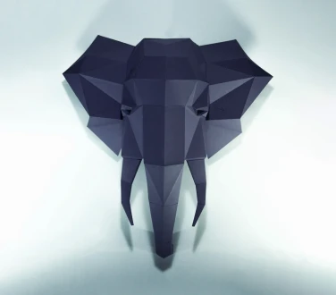 Elephant Head Paper Craft, Digital Template, Origami, PDF Download DIY, Low Poly, wall decor