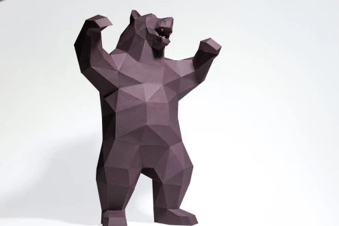 Angry Bear Model Paper Craft, Digital Template, Origami, PDF Download DIY, Low Poly, Trophy, Sculpture, SVG files for Cricut