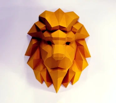 Lion Head Paper Craft, Digital Template, Origami, PDF Download DIY, Low Poly, Wall decoration