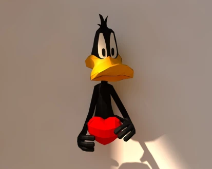 Daffy Duck Love, Pato Lucas Love, Looney Tunes Papercraft, PDF Template, DIY 3d Model, FanArt, Paper Sculpture, Low Poly, Pepakura Craft, Manualidad