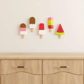 Popsicles Ice cream Papercraft 3D DIY low poly paper crafts origami wall decor template