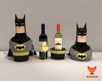 Batman Wine Box, Winebox Papercraft, PDF Template, DIY 3d Model, FanArt, Paper Sculpture, Low Poly, Pepakura Craft, Manualidad