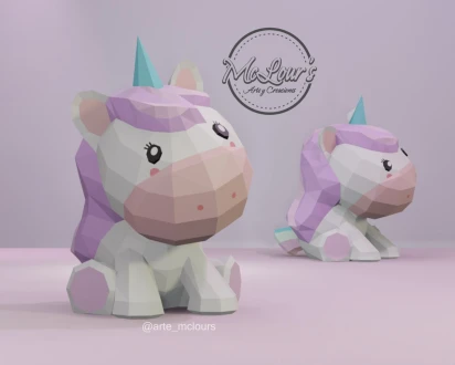 Sitting Unicorn/ Unicornio/ Pony/ Template PDF/ Low Poly/ Parpercraft/ 3D unicorn/ 3D Pony/ Paper Model/ Craft/ Origami