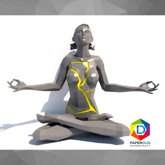 Woman Meditating, Mujer Meditando *Plantilla Papercraft PDF - PDF Papercraft Template*