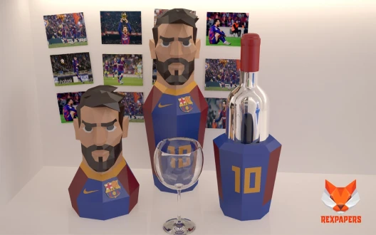 Lionel Messi Wine Box, Winebox Papercraft, PDF Template, DIY 3d Model, FanArt, Paper Sculpture, Low Poly, Pepakura Craft, Manualidad