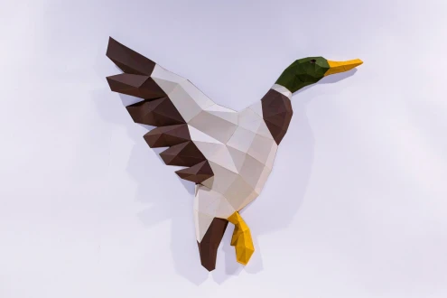 Mallard Duck Wall Paper Craft, Digital Template, Origami, PDF Download DIY, Low Poly, Trophy, Sculpture, Mallard Duck Wall