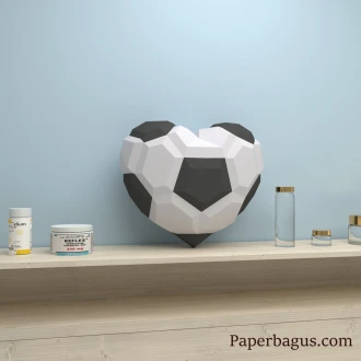 Soccer Ball heart 3D papercraft | DIY paper sculpture | Paper model pattern | Do it yourself | Low poly | heart | origami | Ball | love