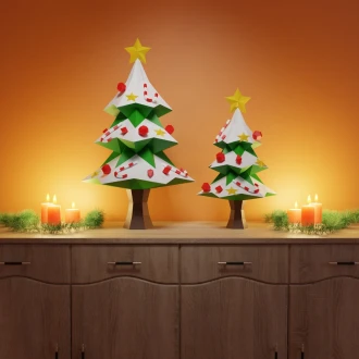 Christmas Tree Papercraft 3D DIY low poly paper crafts Christmas Holidays decor template