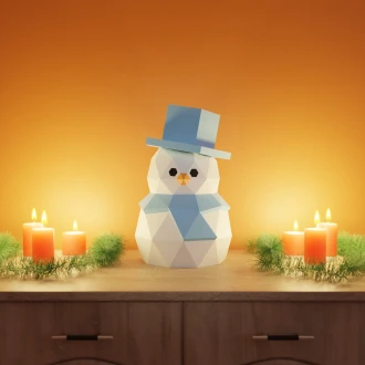 Snowman Papercraft 3D DIY low poly paper craft Christmas Holiday decor template