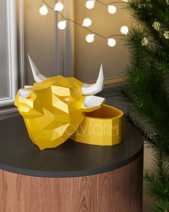 Bull Gift box Low Poly Papercraft PDF template Model Sculpture