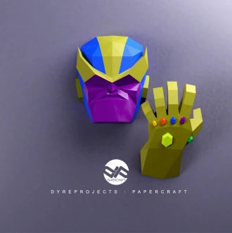 DIY lowpoly Papercraft, Thanos, Lowpoly, Sculpture, DIY, Decoration, Wall, Origami, Art, Craft, Template, Printable, Superheroes, Fanart