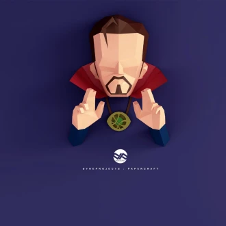 DIY lowpoly Papercraft, Doctor Strange, Sculpture, DIY, Decoration, Wall, Origami, Art, Craft, Template, Printable, Superheroes, Fanart