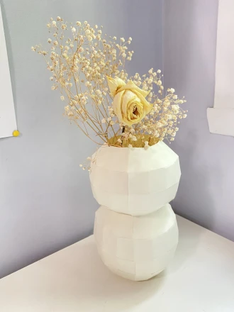 Modern vases-bubbles 3d papercraft. You get a PDF digital file template and instructions for this DIY (do it yourself) paper sculpture.