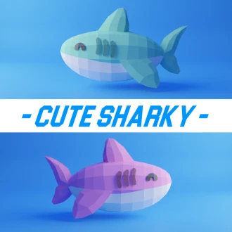 Cute Shark Papercraft Template A4 DIY Low Poly Pepakura 3D PDF Paper Sculpture OrigamiTruxStudio