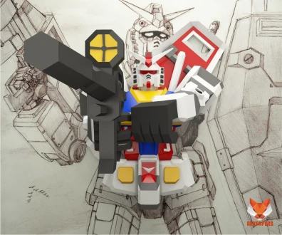 Gundam RX-78-2 Papercraft, PDF Template, DIY 3d Model, FanArt, Paper Sculpture, Low Poly, Pepakura Craft, Manualidad