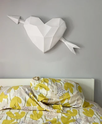 Heart Cupid on Wall 3D Papercraft. You get a PDF templates and instruction for this DIY modern Love Paper Pattern Decoration.