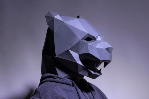 Black Panther Mask, Papercraft Mask Template, Origami, PDF Download DIY, Low Poly, 3D Mask