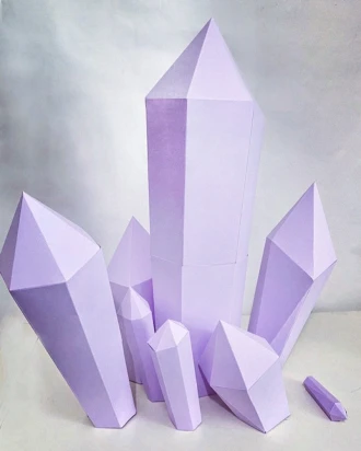 Crystals 3D Papercraft. (Set of 7) With this purchase you get PDF digital downloadable files for this DIY paper sculpture.