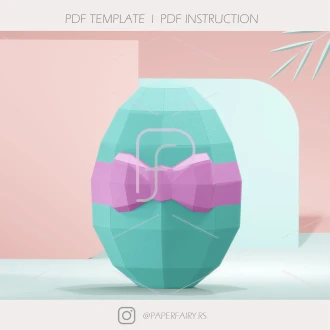 Low Poly Paper Egg Box Template 30cm, 3D papercraft, DIY egg