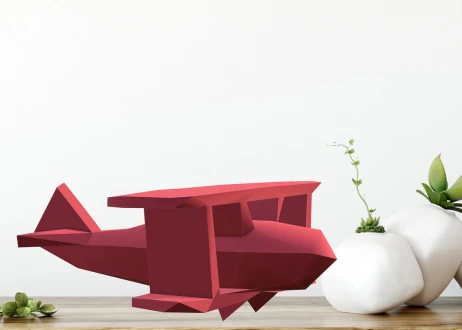 Airplane 3D Papercraft, Lowpoly Paper, get PDF digital file template and instructions, diy modern paper sculpture