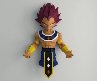 Vegeta God, Vegueta, Dragon Ball Papercraft, PDF Template, DIY 3d Model, FanArt, Paper Sculpture, Low Poly, Pepakura Craft, Manualidad