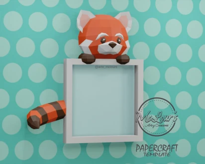 Red Panda Shadow Box/ DiY Craft/ Template PDF/ Low Poly/ Papercraft/ 3D Panda Red/ Origami/ Home decor