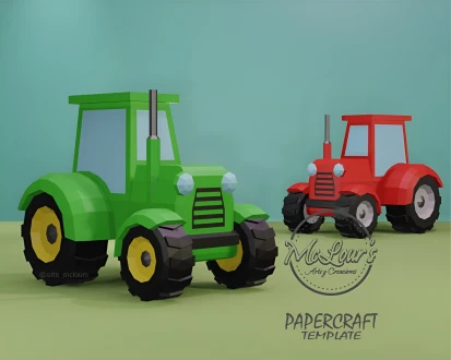 Farm Tractor/ DiY Craft/ Template PDF/ Low Poly/ Papercraft/ 3D Tractor/ Origami/ Home decor
