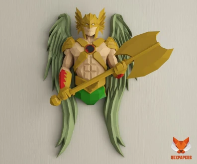 Hawkman, DC Universe Papercraft, PDF Template, DIY 3d Model, FanArt, Paper Sculpture, Low Poly, Pepakura Craft, Manualidad