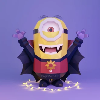 Vampire Minion Low Poly, Papercraft, PDF template, Paper model, Sculpture, 3D puzzle, Polygonal model, Lowpoly