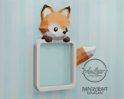 Cute Fox Shadow Box/ DiY Craft/ Template PDF/ Low Poly/ Papercraft/ 3D Little Fox/ Origami/ Home decor