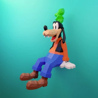 Papercraft Goofy template, DIY PDF, Low Poly, origami, Pepakura, Paper Model, 3D