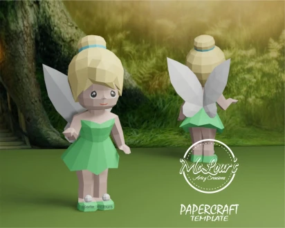 Tinker Bell/ Peter Pan/ DiY Craft/ Template PDF/ Low Poly/ Papercraft/ 3D Doll/ Origami/ Home decor