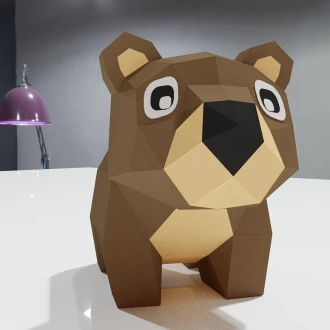 3D Low Poly Baby Bear DIY | Printable Papercraft | Unique Geometric Decoration | Original Gift | Relaxing Craft | PDF model