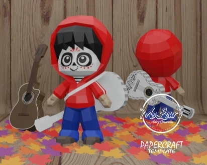 Miguel Doll Papercraft/ Coco/ DiY Craft/ Template PDF/ Low Poly/ Halloween Papercraft/ 3D Boy Doll/ Origami/ Home decor