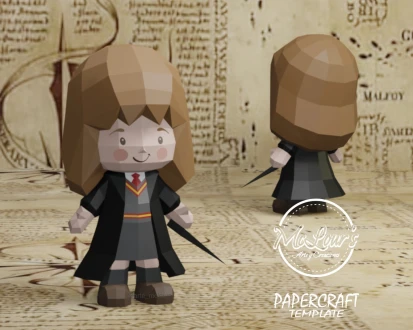 Hermione Granger Doll Papercraft/ Harry Potter/ DiY Craft/ Template PDF/ Low Poly/ Halloween Papercraft/ 3D Girl Doll/ Origami/ Home decor