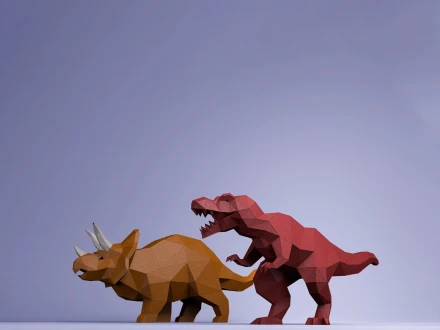 T-REX and Triceratops Dinosaur Digital Template, Dinosaur PDF Paper Craft, Dinosaur Origami, Dinosaur Model