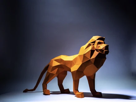 Lion Paper Craft, Digital Template, Origami, PDF Download DIY, Low Poly, Trophy, Sculpture, 3D Model, Cricut svg