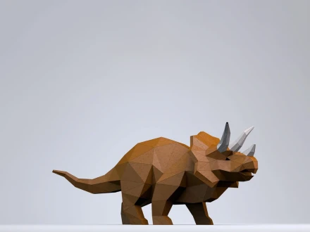 Triceratops Dinosaur Digital Template, PDF Paper Craft, Triceratops Origami, Dinosaur Model